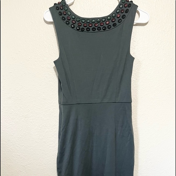 CATHERINE MALANDRINO Size Medium Black Wool Beaded Sleeveless Dress EUC - Picture 1 of 6